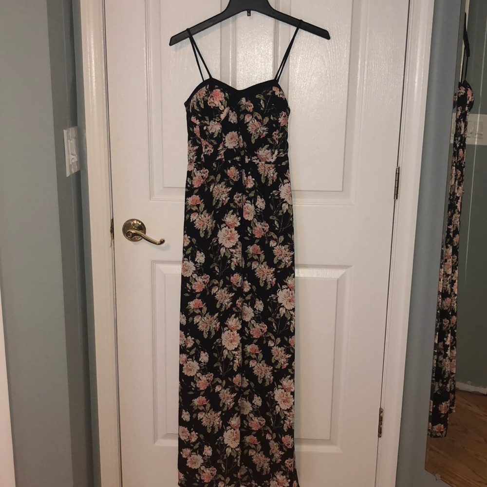 Black maxi floral dress